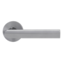 The image shows the Griffwerk door handle set TRI 134 in the version with rose set round smart2lock 2.0 screw on brushed steel