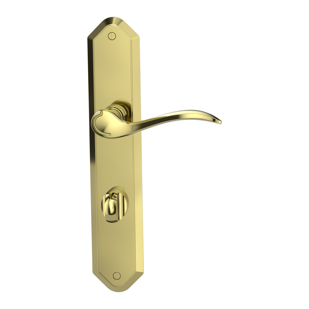 door handle set AMADEUS deco screw long plate freeform wc brass look