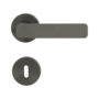Isolated product image in perfect product view shows the GRIFFWERK rose set MINIMAL MODERN in the version mortice lock - cashmere grey - screw on technique