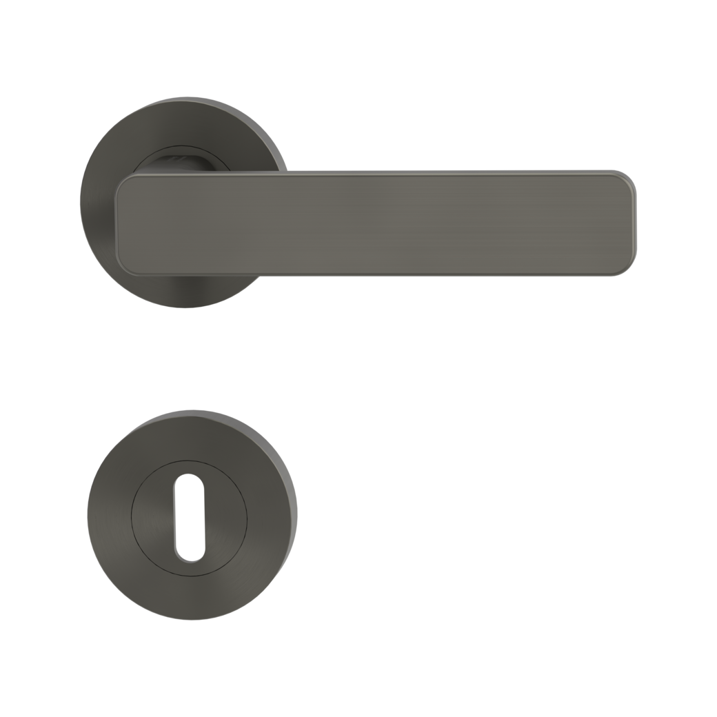 MINIMAL MODERN door handle set Screw-on system GK4 round escutcheons Cipher bit cashmere grey