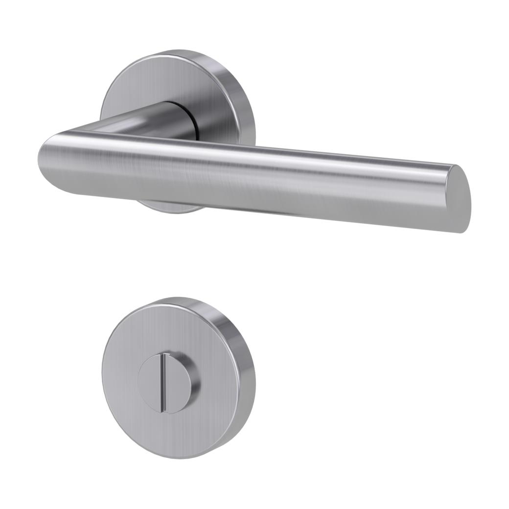 door handle set OVIDA clip on cl3 rose set round wc brushed steel