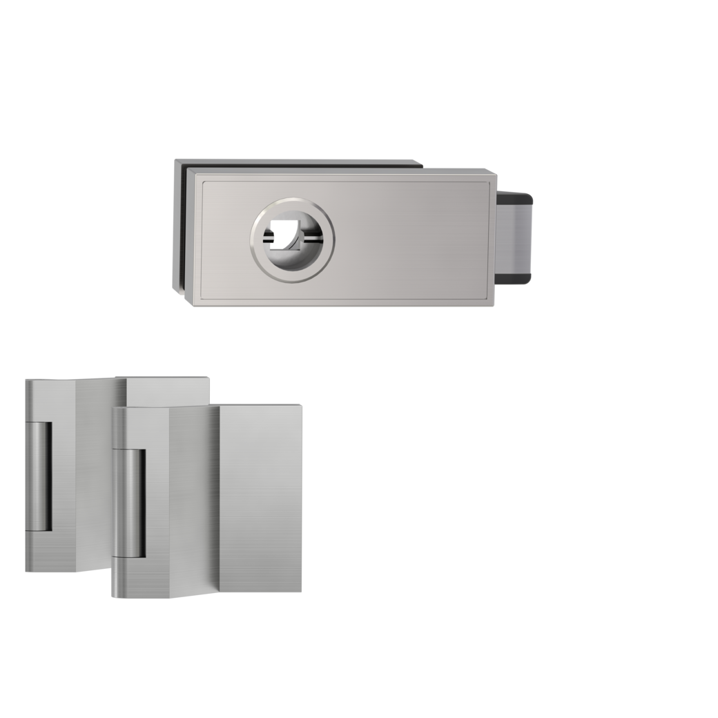 glass door lock set CUBE unlockable L silent 3-part hinges velvety grey