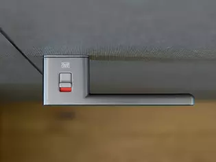 La ilustración muestra las Manillas de puerta ONE smart2lock de Griffwerk desde arriba con el mecanismo de cierre.