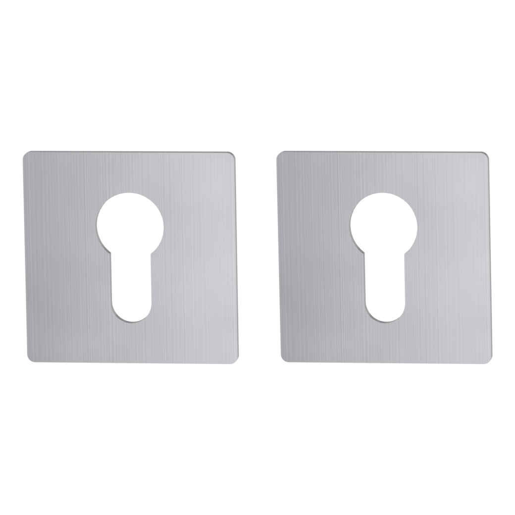 Pair of escutcheons straight-edged profile cylinder Flat escutcheon stainless steel matt