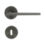 Isolated product image in perfect product view shows the GRIFFWERK rose set REMOTE in the version mortice lock - cashmere grey - screw on technique