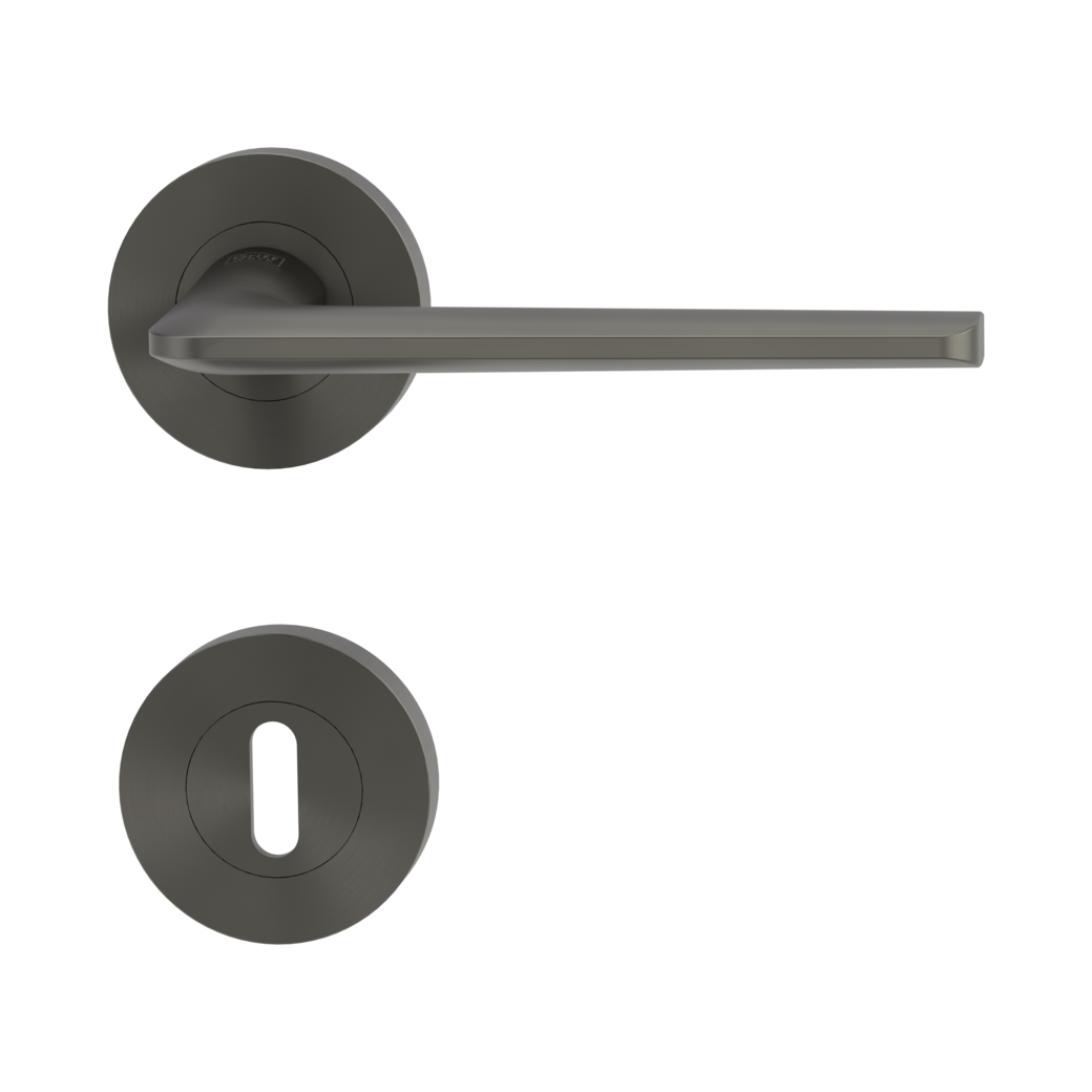 REMOTE door handle set Screw-on system GK4 round escutcheons Cipher bit cashmere grey