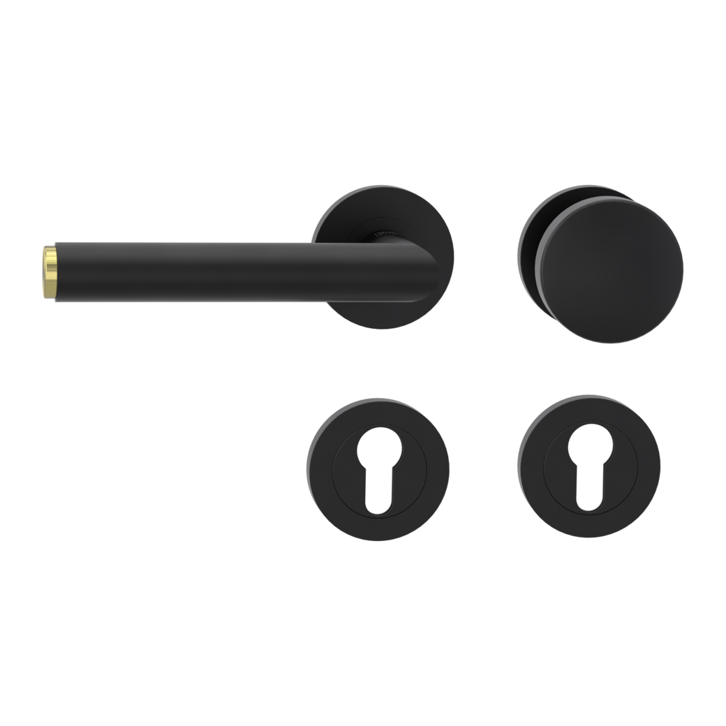 knob handle rose set LUCIA SELECT screw on cl3 rose set round knob R2 graphite black/brass L