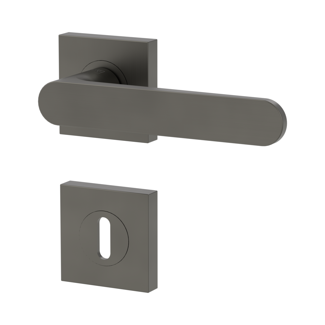 AVUS door handle set Screw-on sys.GK4 straight-edged escut. Cipher bit cashmere grey