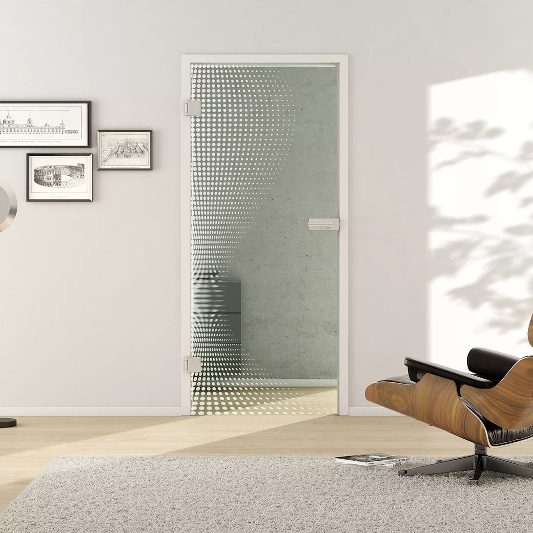 Glass revolving door DOTS 661 TSG BASIC GREEN clear 921x2013x8mm Studio/Office Ö-Norm L