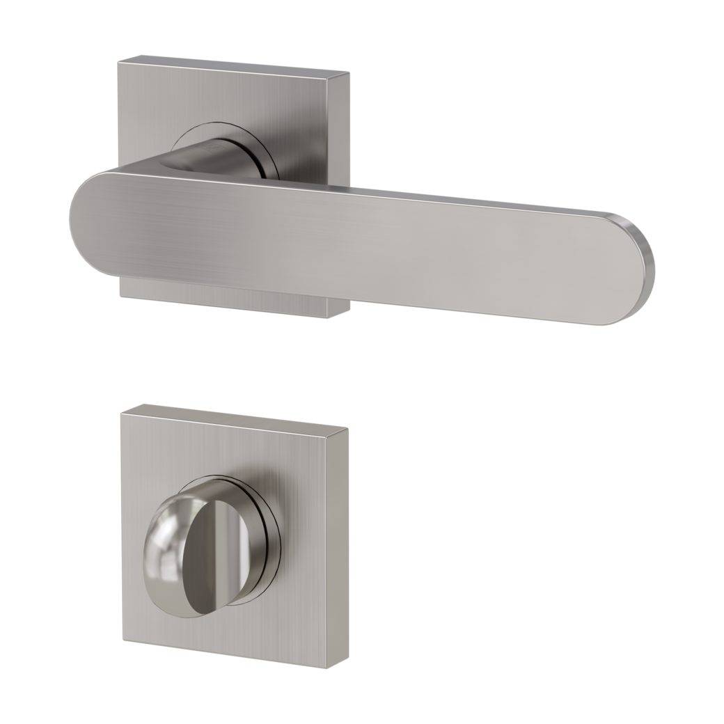 AVUS door handle set Screw-on sys.GK4 straight-edged escut. WC velvet grey