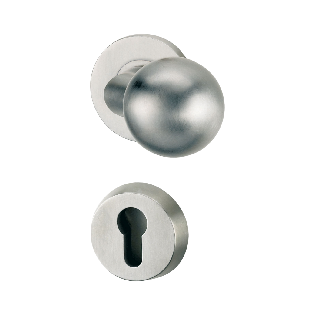 security rose set with knob R3 euro profile 38-50mm brushed steel handle R3