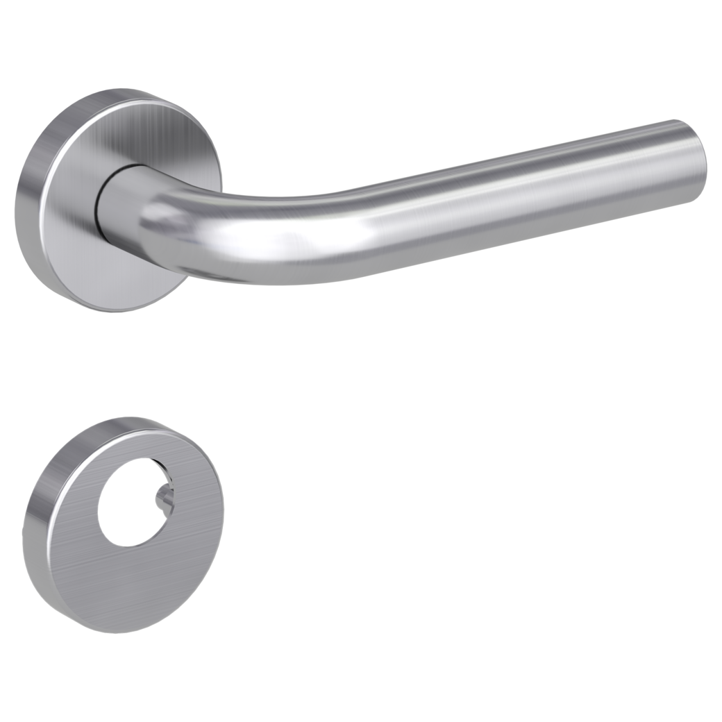 door handle set DANIELA clip on cl3 rose set round swiss profile brushed steel