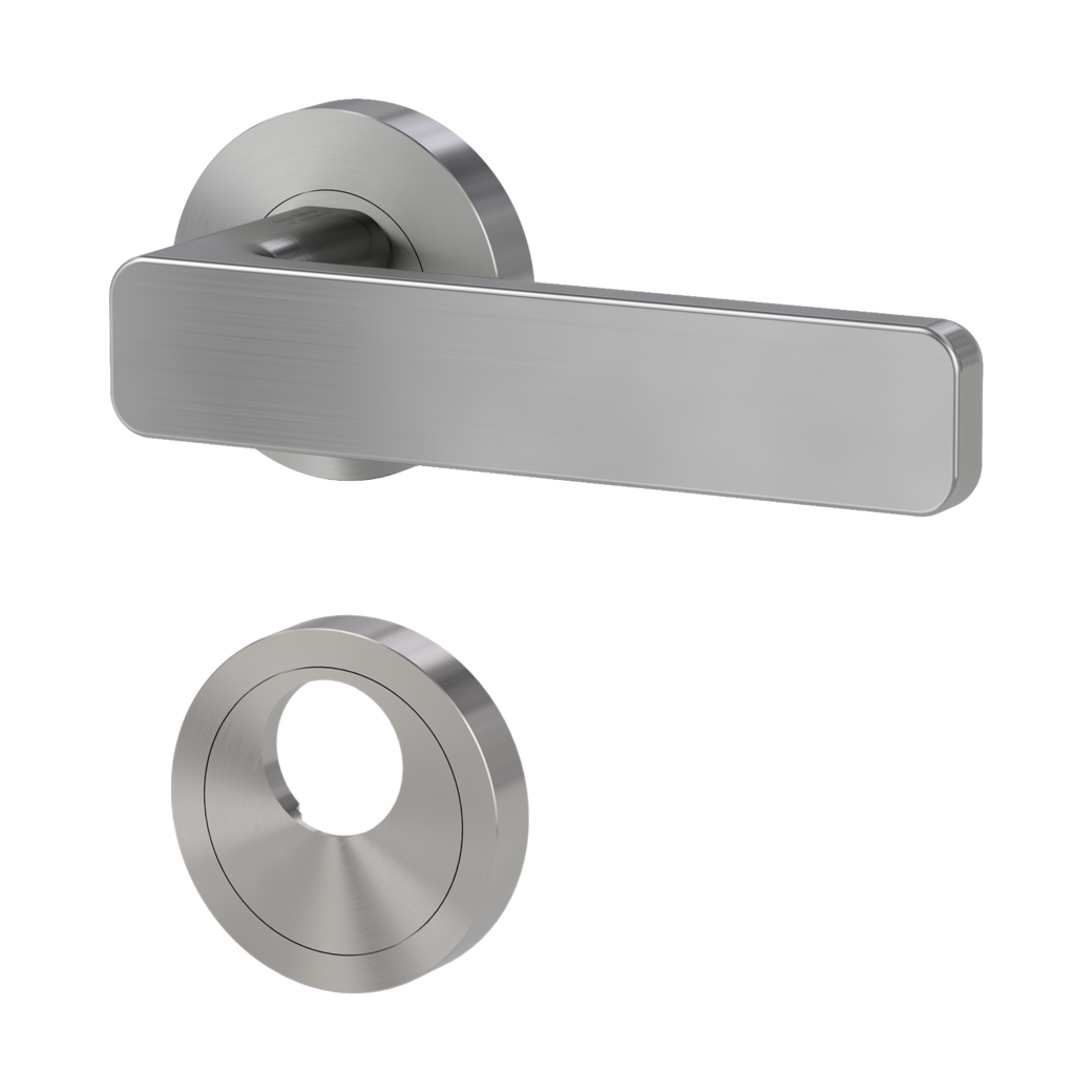door handle set MINIMAL MODERN screw on cl4 rose set round swiss profile velvety grey