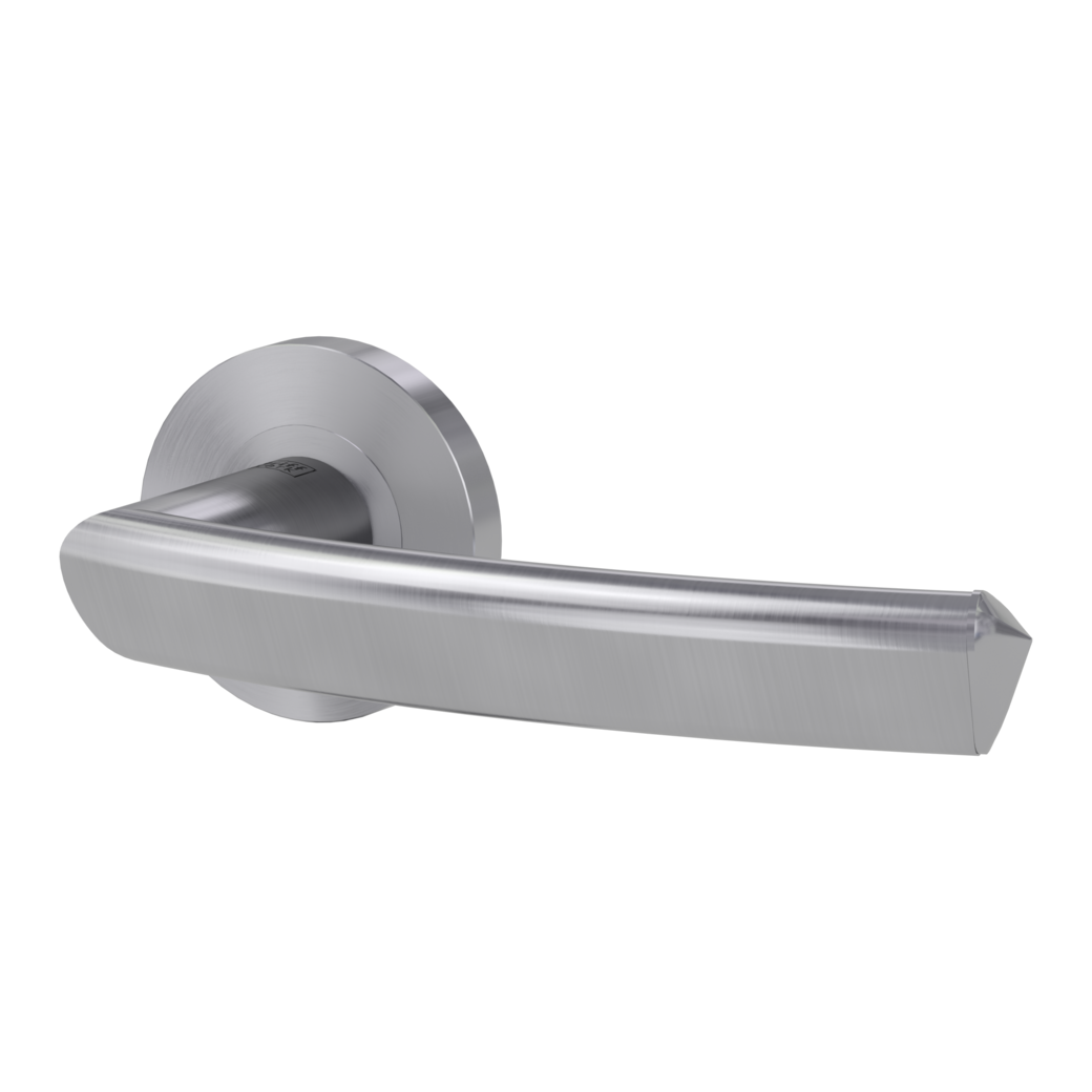 door handle set CRYSTAL screw on cl3 rose set round OS brushed steel