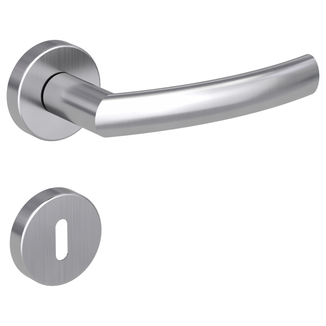 door handle set LORITA clip on cl3 rose set round mortice lock brushed steel