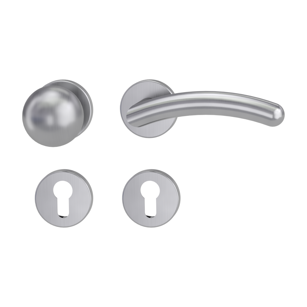 knob handle rose set SAVIA clip on cl3 rose set round knob R4 brushed steel R