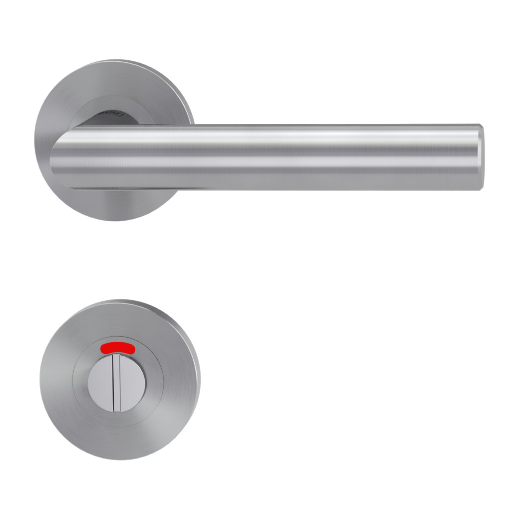 door handle set LUCIA PROF screw on cl4 rose set round wc red/white brushed steel