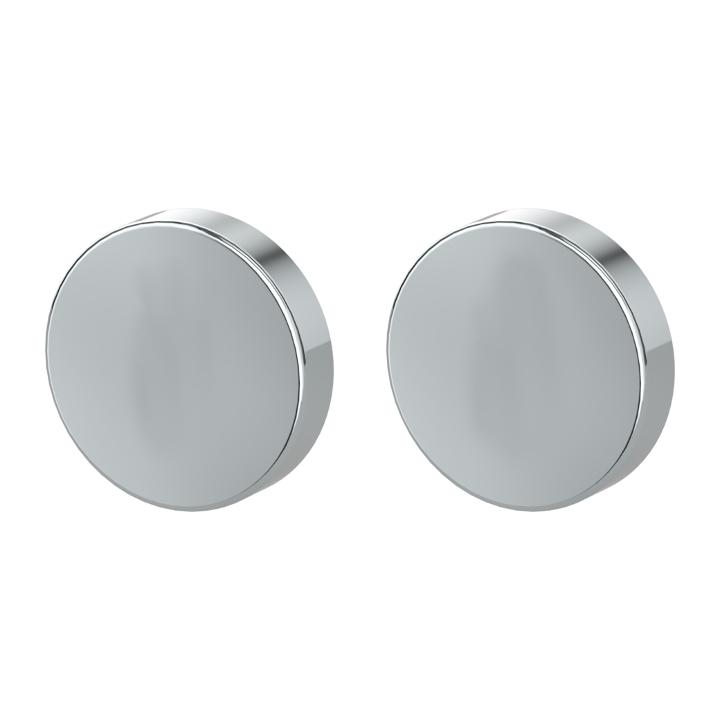 Pair of escutcheons round blank escutcheon Clip-on system polished stainless steel