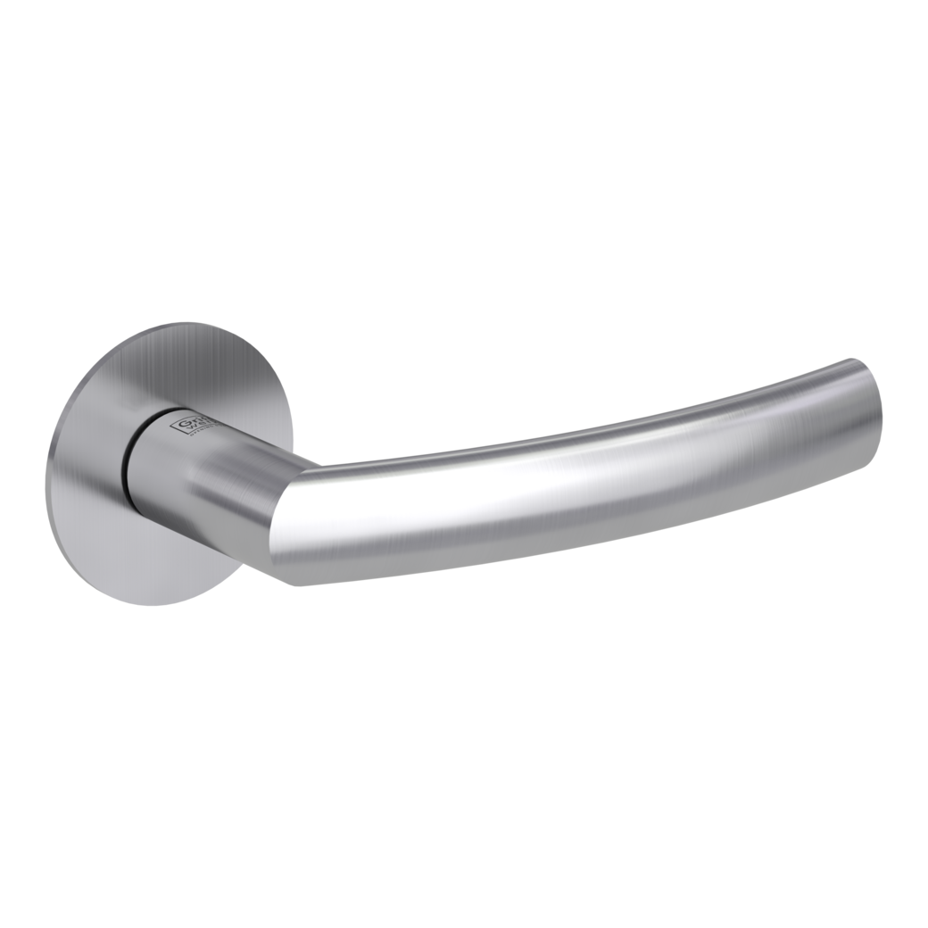 LORITA PIATTA S door handle set Flat escutcheons round OS satin stainless steel