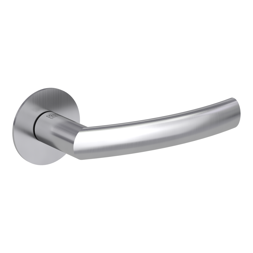 door handle set LORITA PIATTA S flat rose rose set round OS brushed steel