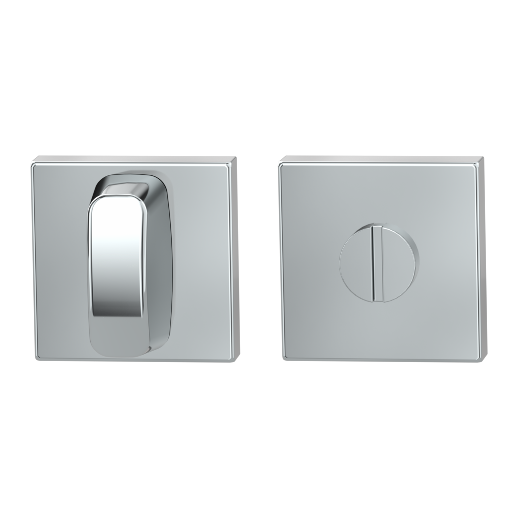 Pair of escutcheons straight-edged WC Clip-on system polished stainless steel