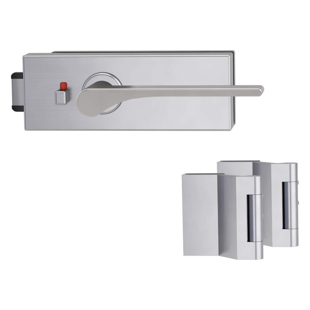 glass door lock set PURISTO S smart2lock silent 3-part hinges LEAF LIGHT velvety grey