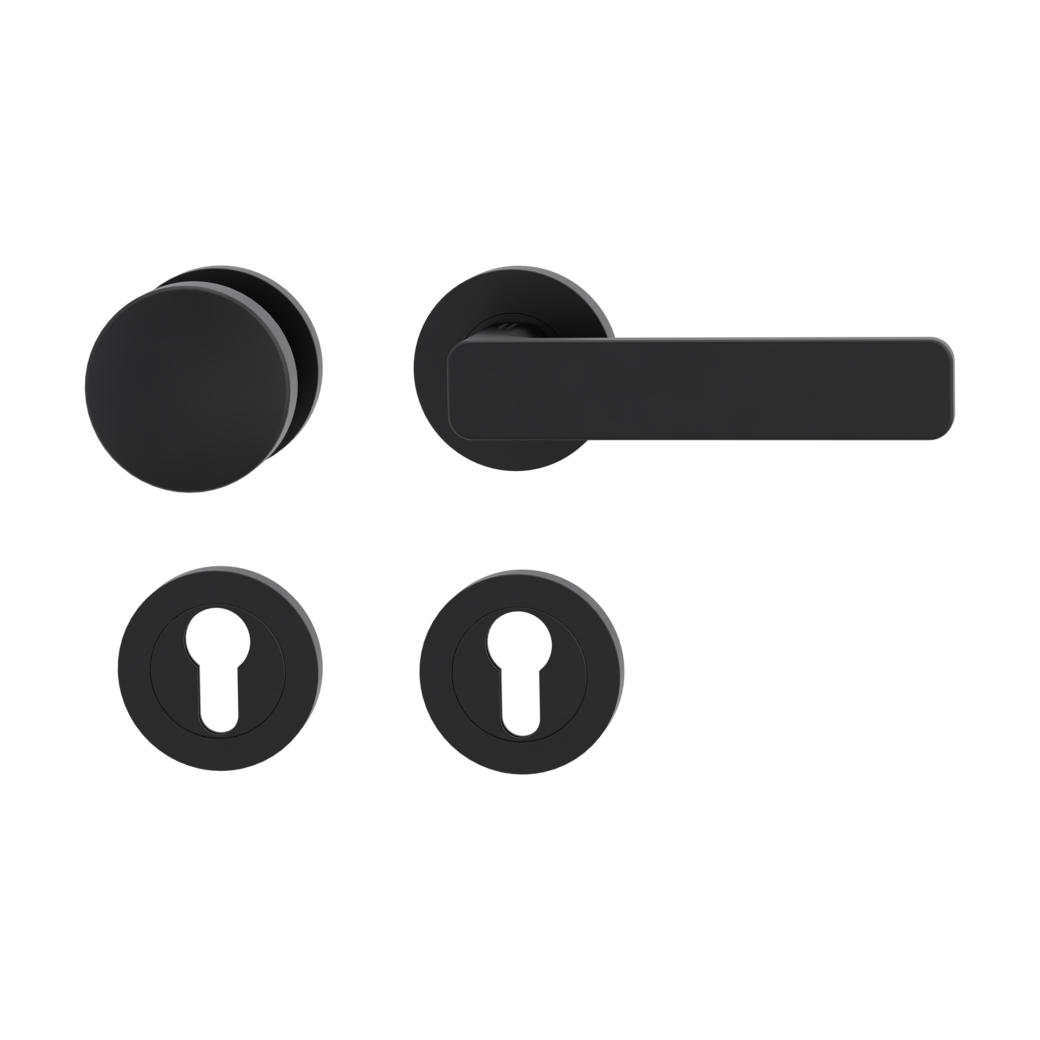 knob handle rose set MINIMAL MODERN screw on cl4 rose set round knob R2 34-45mm graphite black R