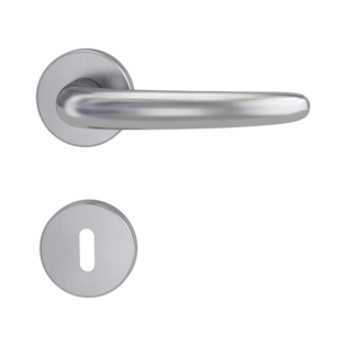 Product image rose set ULMER GRIFF mortice lock brushed steel clip on technique Isolated product image in perfect product view shows the GRIFFWERK rose set ULMER GRIFF in the version mortice lock - brushed steel - clip on technique