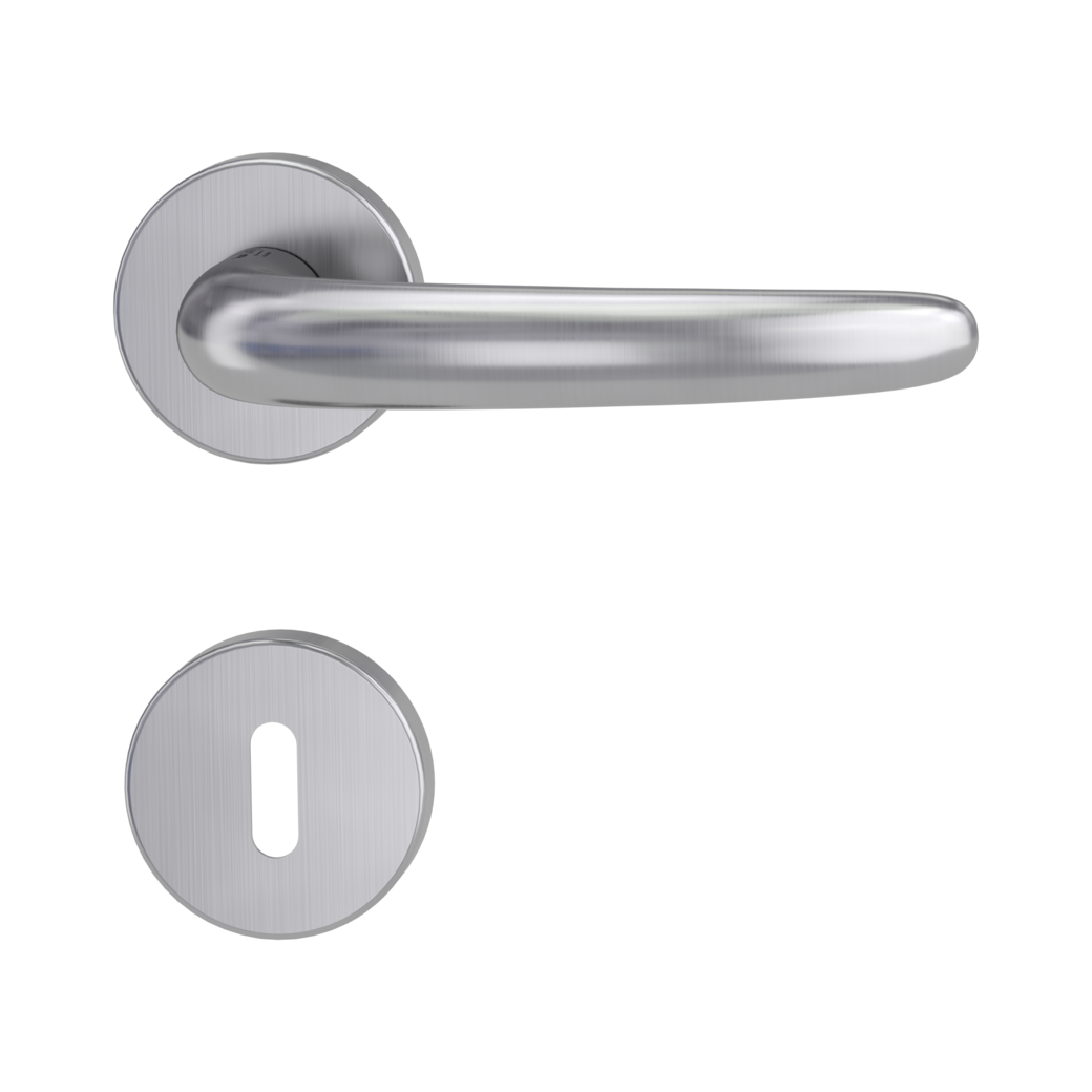 door handle set ULMER GRIFF clip on cl3 rose set round mortice lock brushed steel