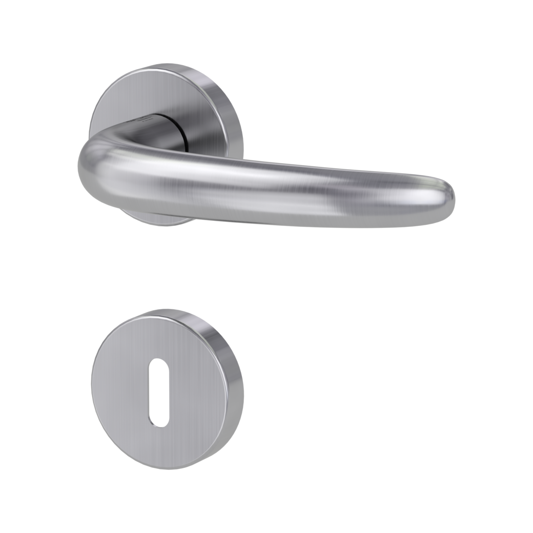 door handle set ULMER GRIFF clip on cl3 rose set round mortice lock brushed steel