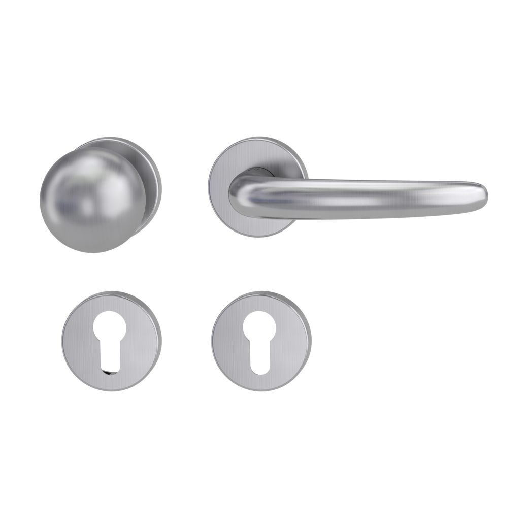 ULMER GRIFF alternate set Clip-on system GK3 round escutcheons Knob R4 satin stainless steel R