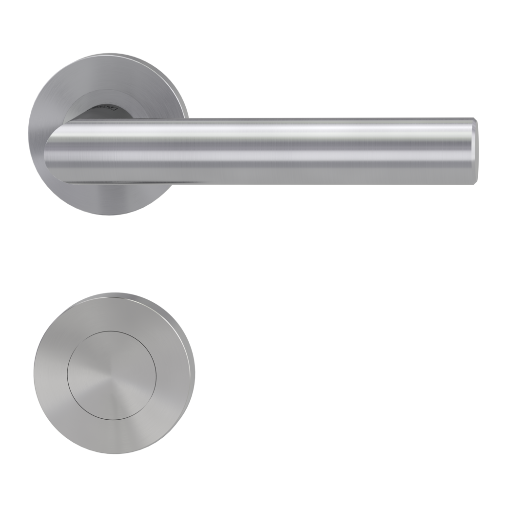 door handle set LUCIA PROF screw on cl4 rose set round blank rose brushed steel