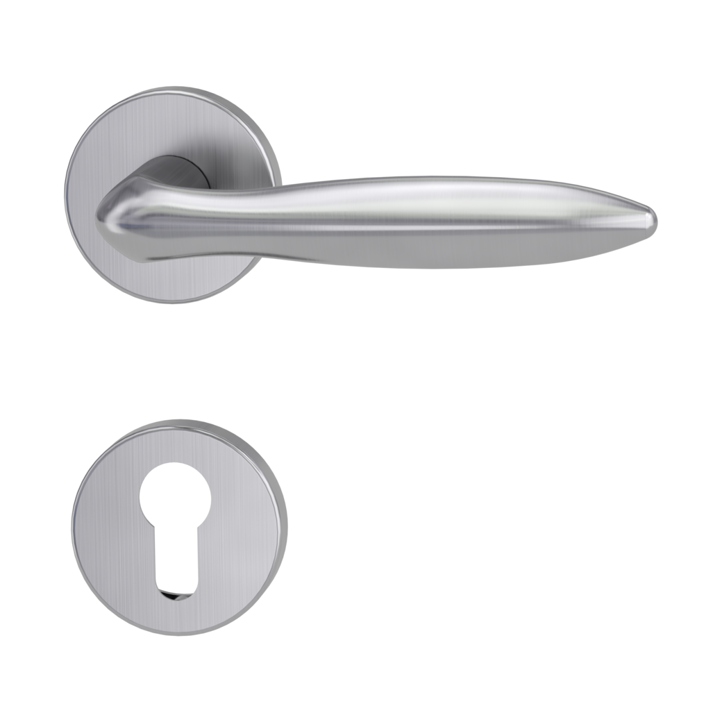 door handle set VERONICA clip on cl3 rose set round euro profile brushed steel