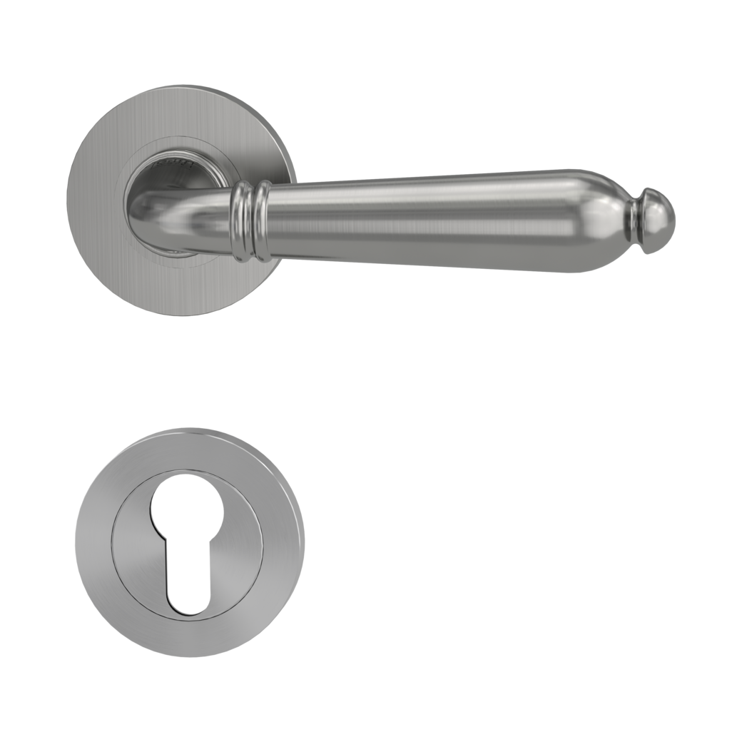 CAROLA door handle set Screw-on system GK4 round escutcheons Profile cylinder velvet grey