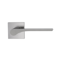 The image shows the Griffwerk door handle set LEAF LIGHT in the version with rose set square unlockable screw on velvety grey