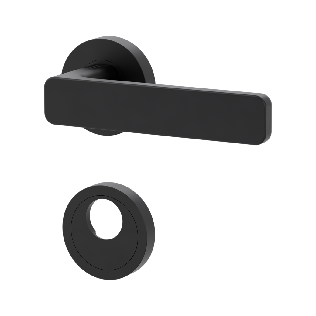 door handle set MINIMAL MODERN screw on cl4 rose set round swiss profile graphite black