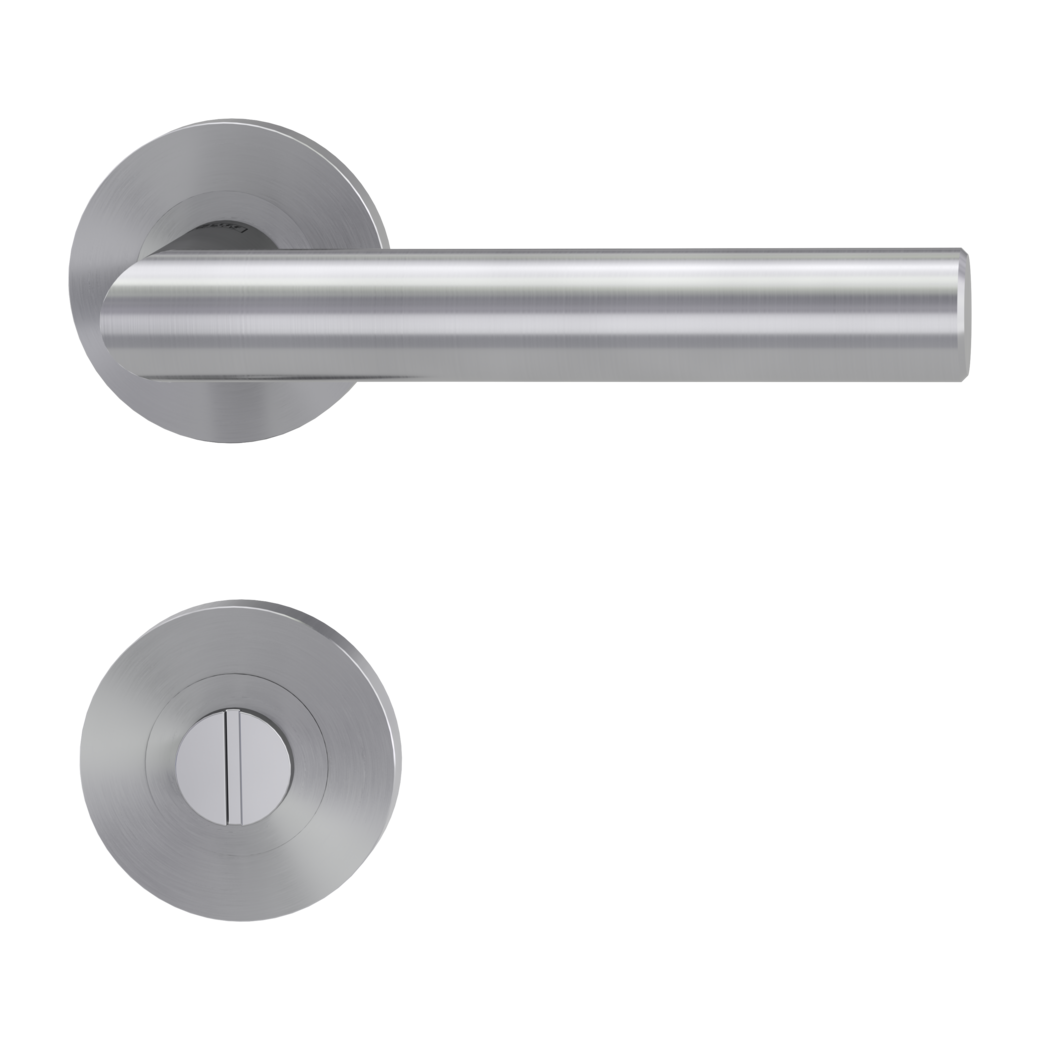 door handle set LUCIA PROF screw on cl3 rose set round wc brushed steel