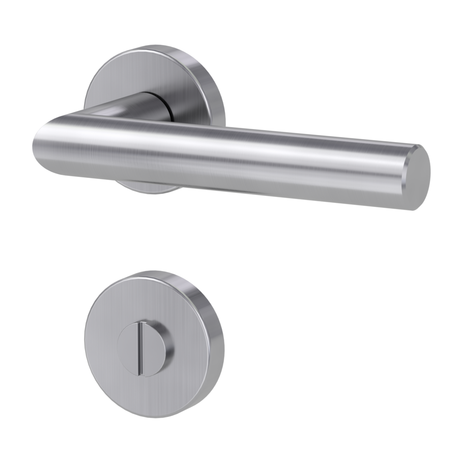 door handle set LUCIA clip on cl3 rose set round wc brushed steel