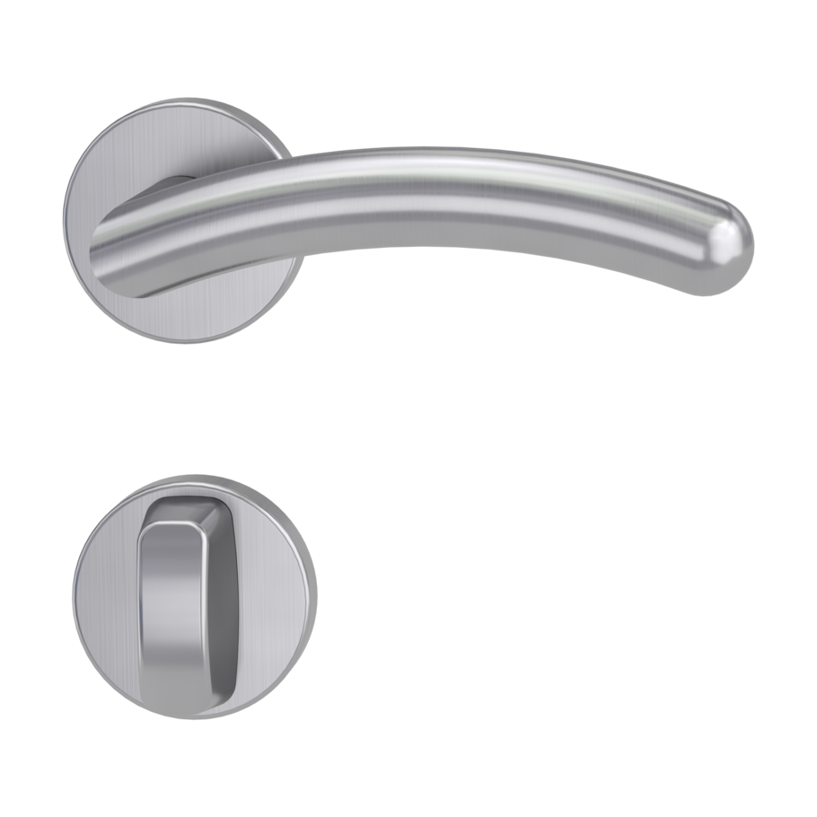 Freigestelltes Produktbild im idealen Blickwinkel fotografiert zeigt die GRIFFWERK Rosettengarnitur LUCIA PIATTA S in der Ausführung WC-Schließer - Graphitschwarz - Flachrosette Innenansicht 