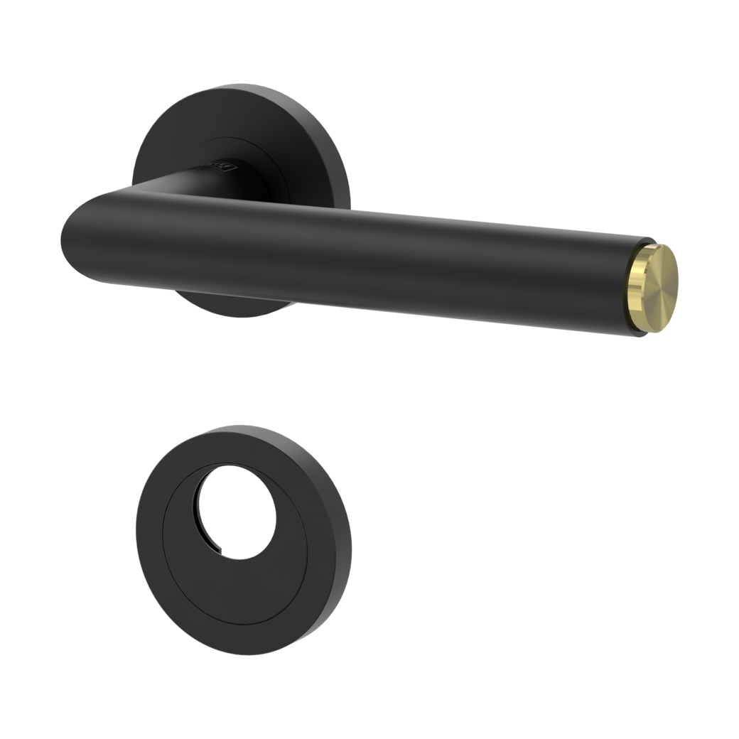door handle set LUCIA SELECT screw on cl3 rose set round swiss profile graphite black/brass