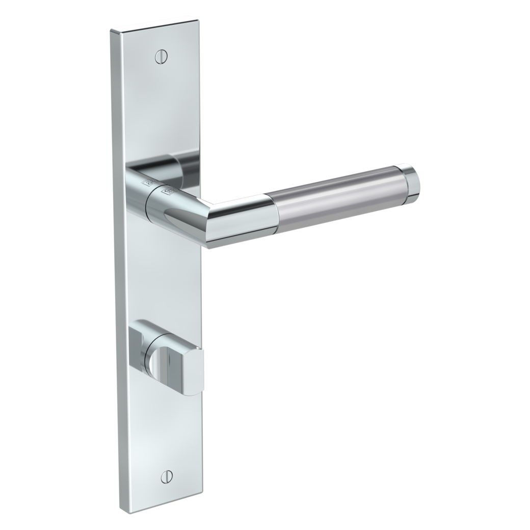 door handle set LOREDANO deco screw long plate square wc polished/brushed steel