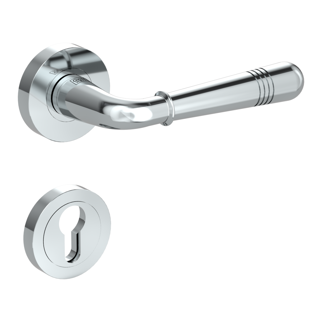 door handle set FABIA screw on cl4 rose set round euro profile chrome