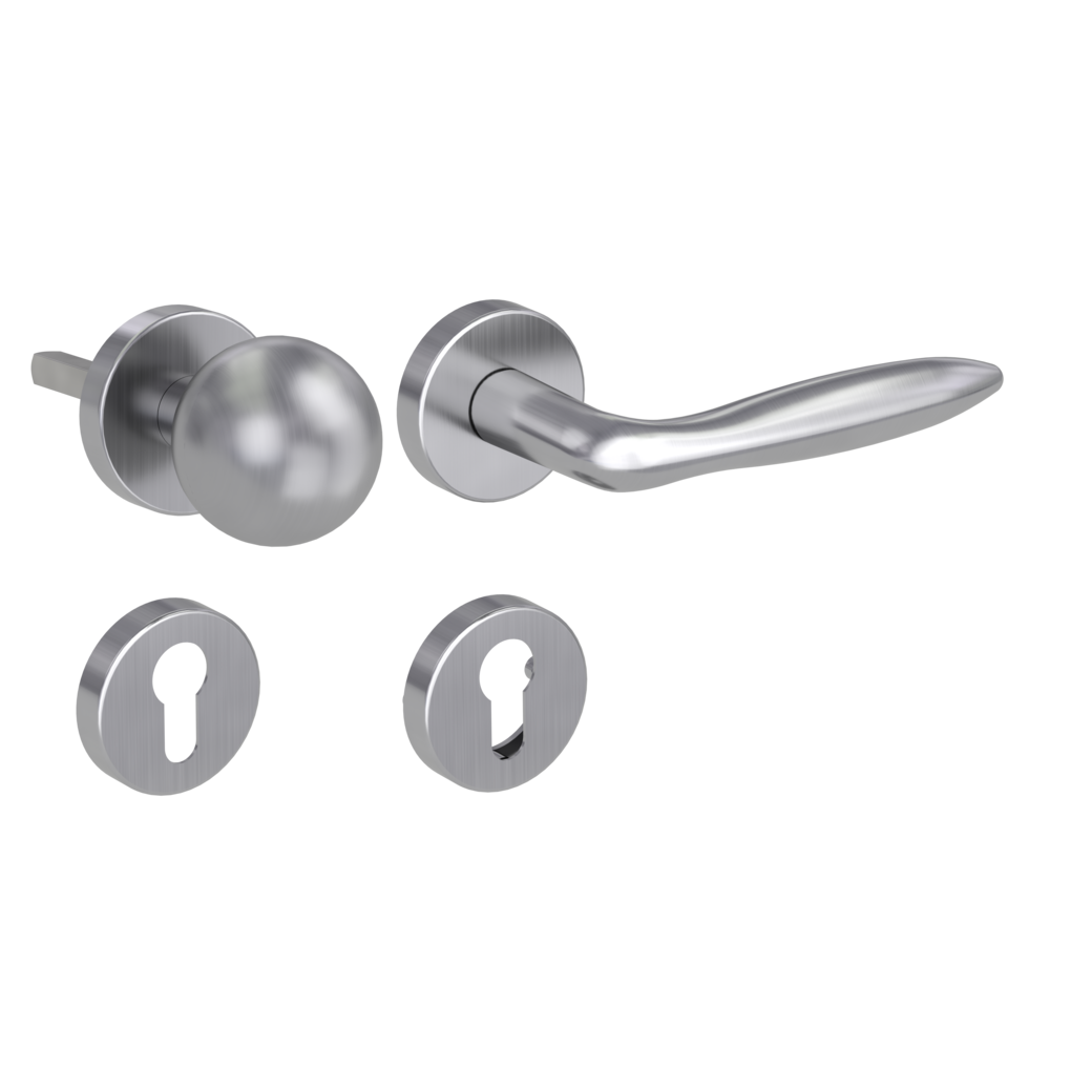 knob handle rose set VERONICA clip on cl3 rose set round knob R4 brushed steel R