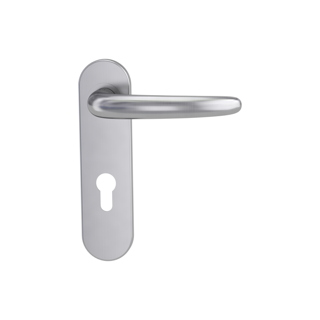 ULMER GRIFF PROF door handle set Screw-on system GK4 round short backpl. Satin stainless steel profile cylinder