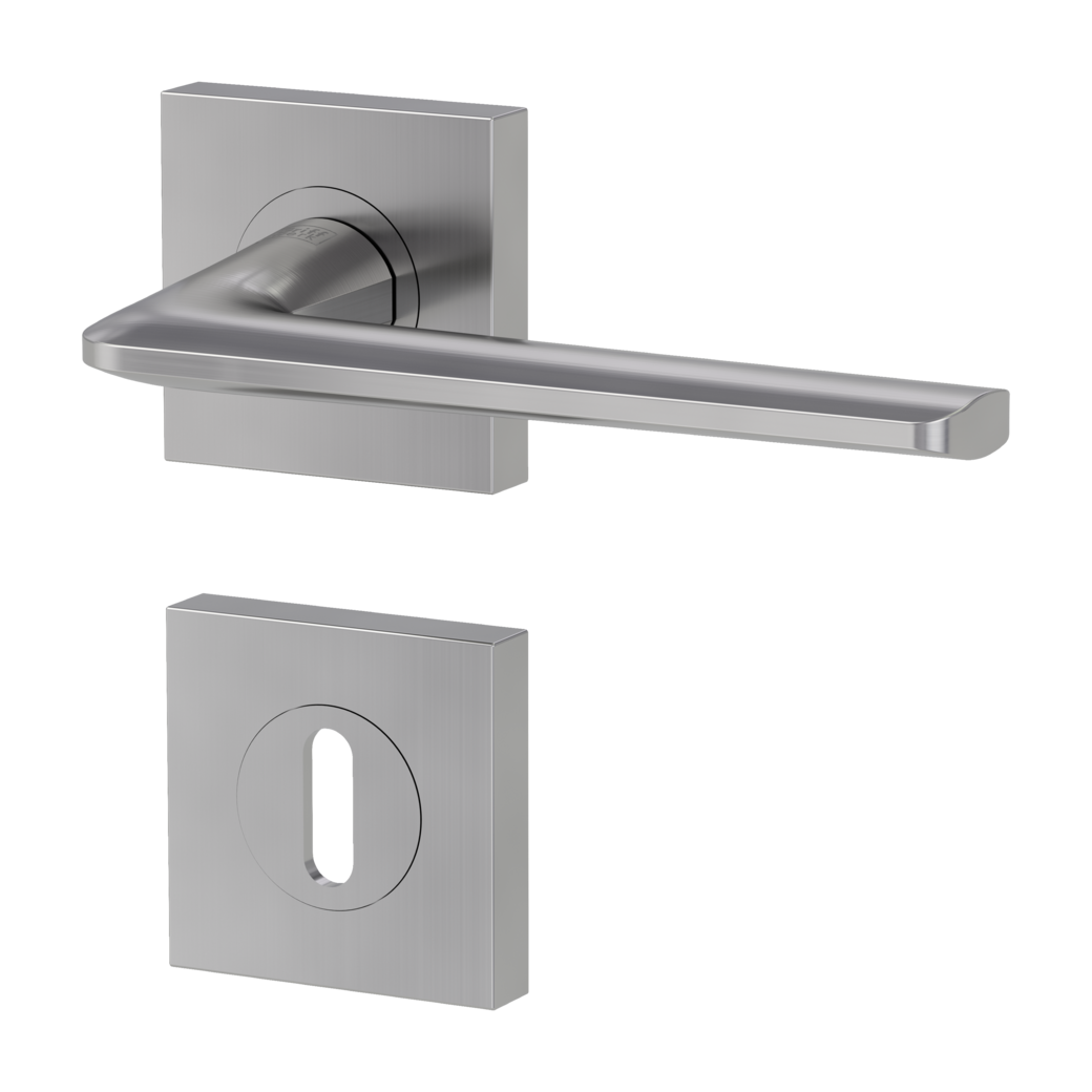 Juego de manillas de puerta REMOTE Montaje atornillado GK4 Rosetas cuadrad. Llave de paletón Gris terciopelo