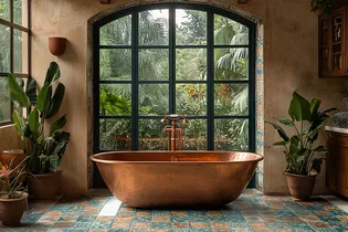Badezimmer in spanischem Stil Das Bild zeigt ein Badezimmer in spanischem Stil