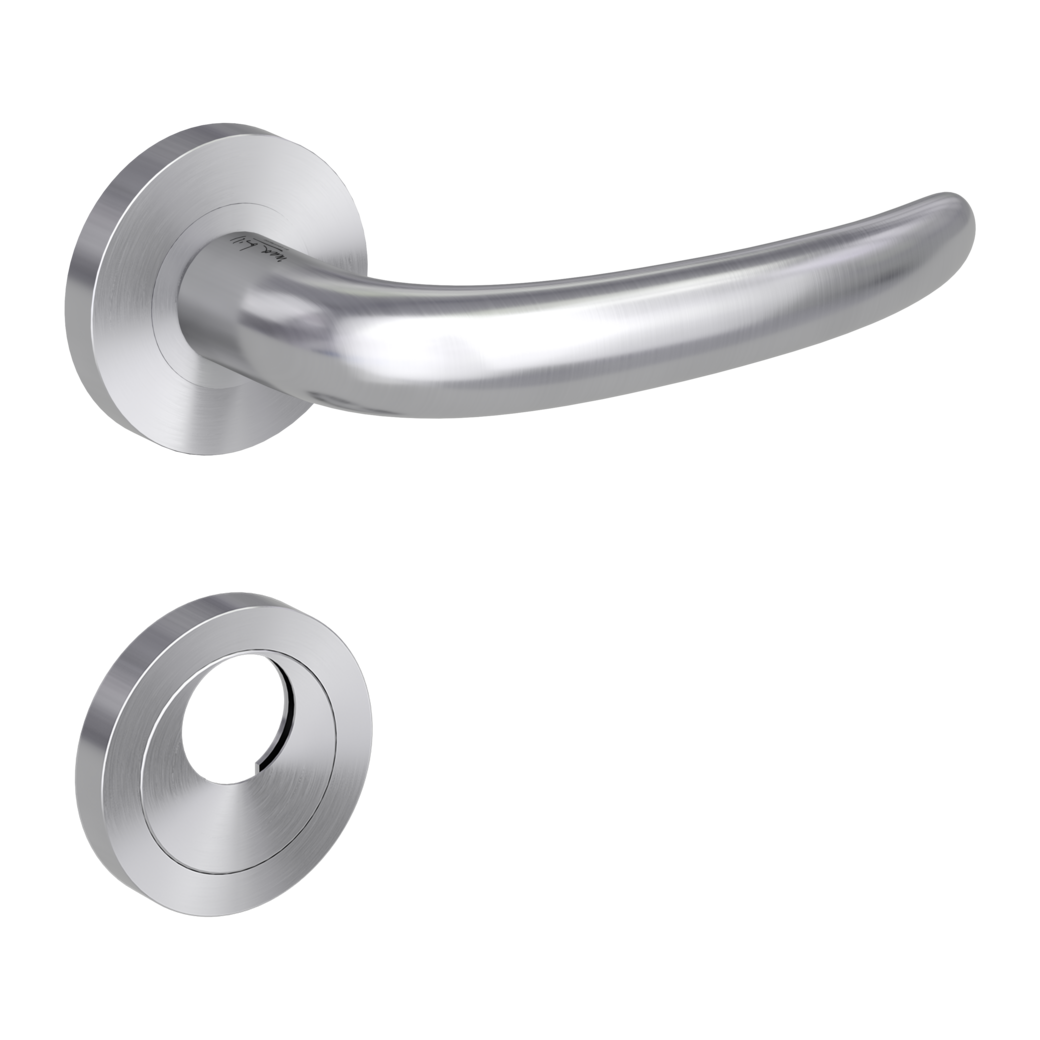 door handle set ULMER GRIFF PROF screw on cl4 rose set round swiss profile brushed steel