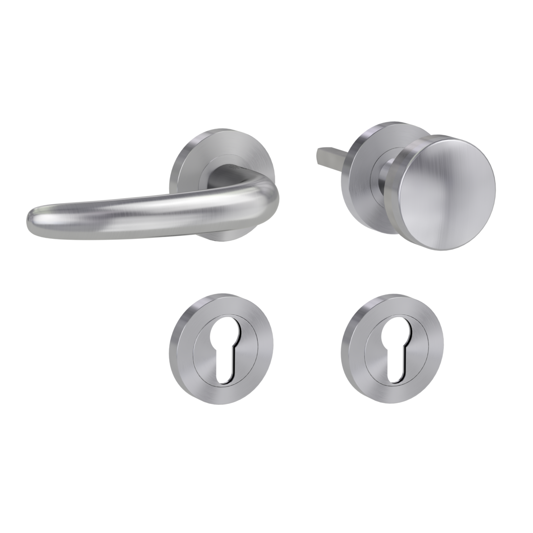 knob handle rose set ULMER GRIFF PROF screw on FP rose set round knob R2 38-50mm brushed steel L