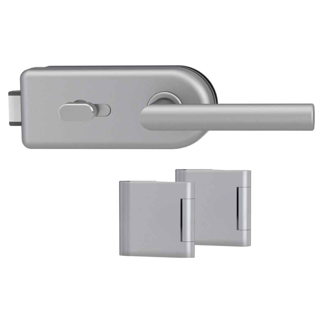 glass door lock set SMILE 1.0 wc lock side silent 3-part hinges L-FORM aluminum EV1