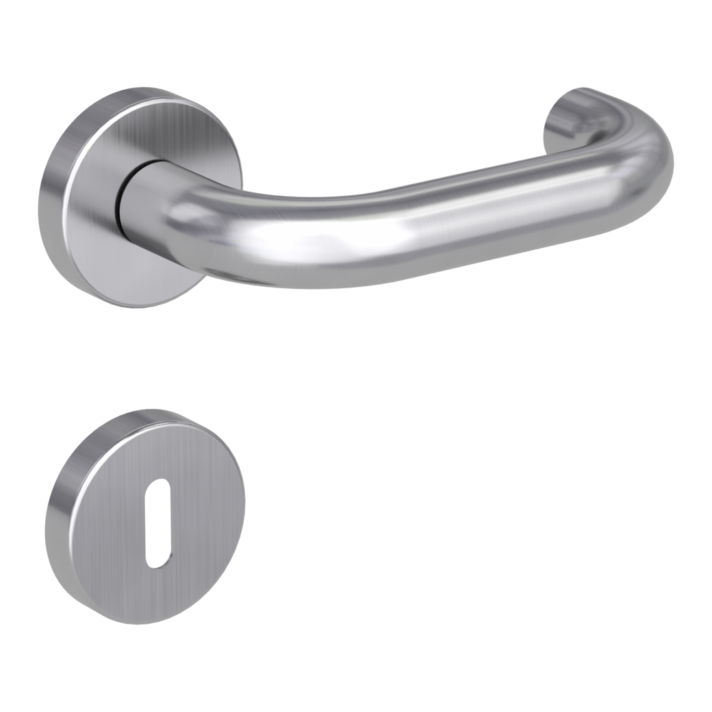 door handle set ALESSIA clip on cl3 rose set round mortice lock brushed steel